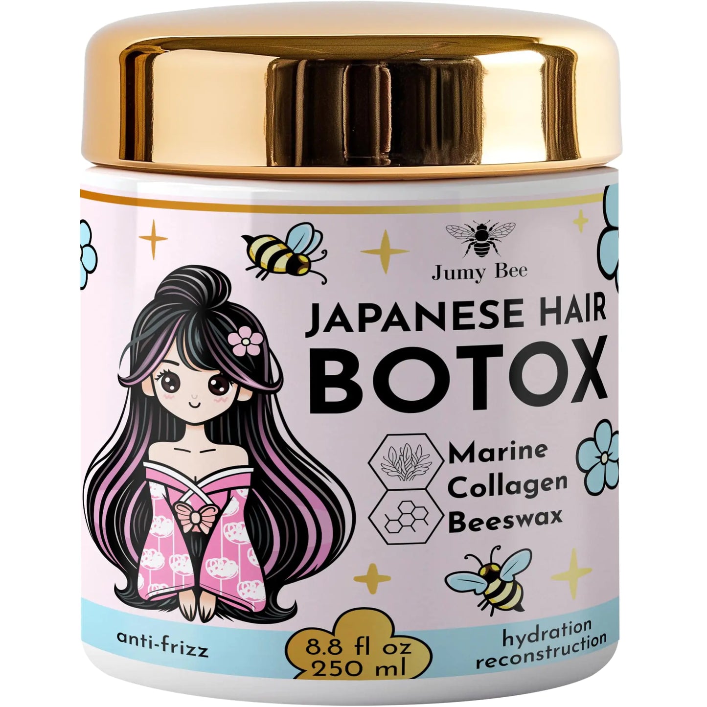 Keratin Hair Mask Japanese Botox - Collagen & Keratin Treatment with Beeswax & Seaweed 8.8 oz - Intense Hydration Anti-Frizz Formaldehyde-Free Protein Coating for Dry and Damaged Hair