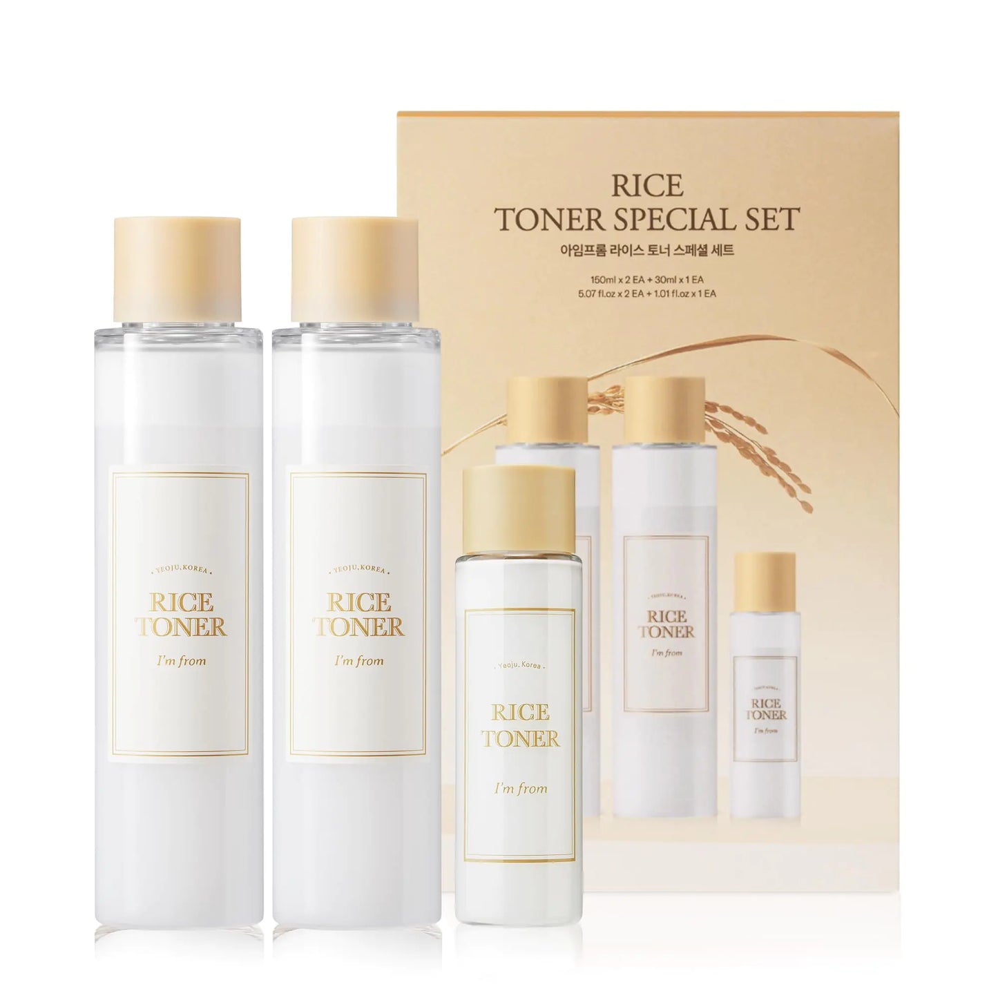 Im From Rice Toner Special Set 11.15 Fl Oz Limited Edition Hydrating for Dry Skin Vegan Alcohol Free Fragrance Free Peta Approved K Beauty Toner Gift Set for Women
