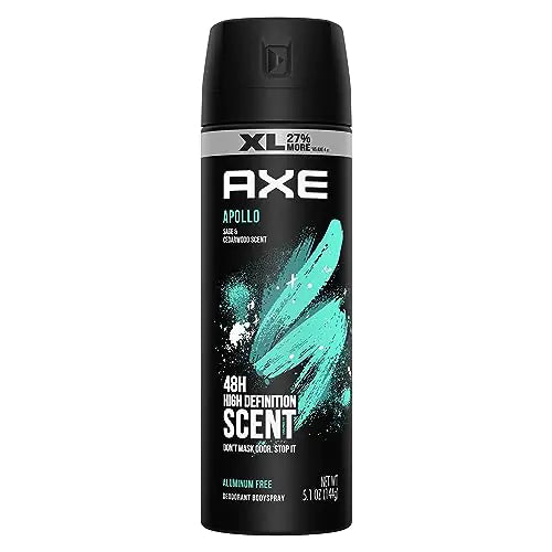 Axe Apollo Deodorant Body Spray For Men 48H Odor Protection Sage & Cedarwood Aluminum Free Body Spray Deodorant 5.1oz