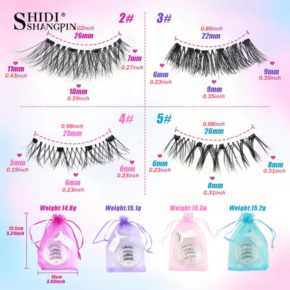 3D Natural Look Magnetic Eyelashes Set with Tweezer Makeup Tools Handmade Magnetic False Eyelash No Glue Needed Faux Mink Lashes