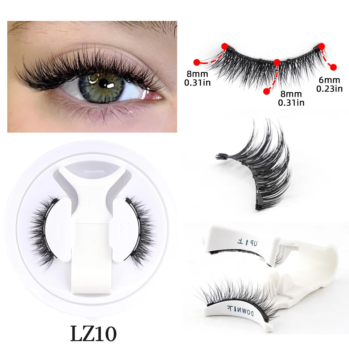 3D Natural Look Magnetic Eyelashes Set with Tweezer Makeup Tools Handmade Magnetic False Eyelash No Glue Needed Faux Mink Lashes