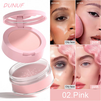 Oil Control Loose Powder Invisible Pores Matte Finish 2In1 Pressed Setting Powder Waterproof Smooth Face Under Eye Long Lasting