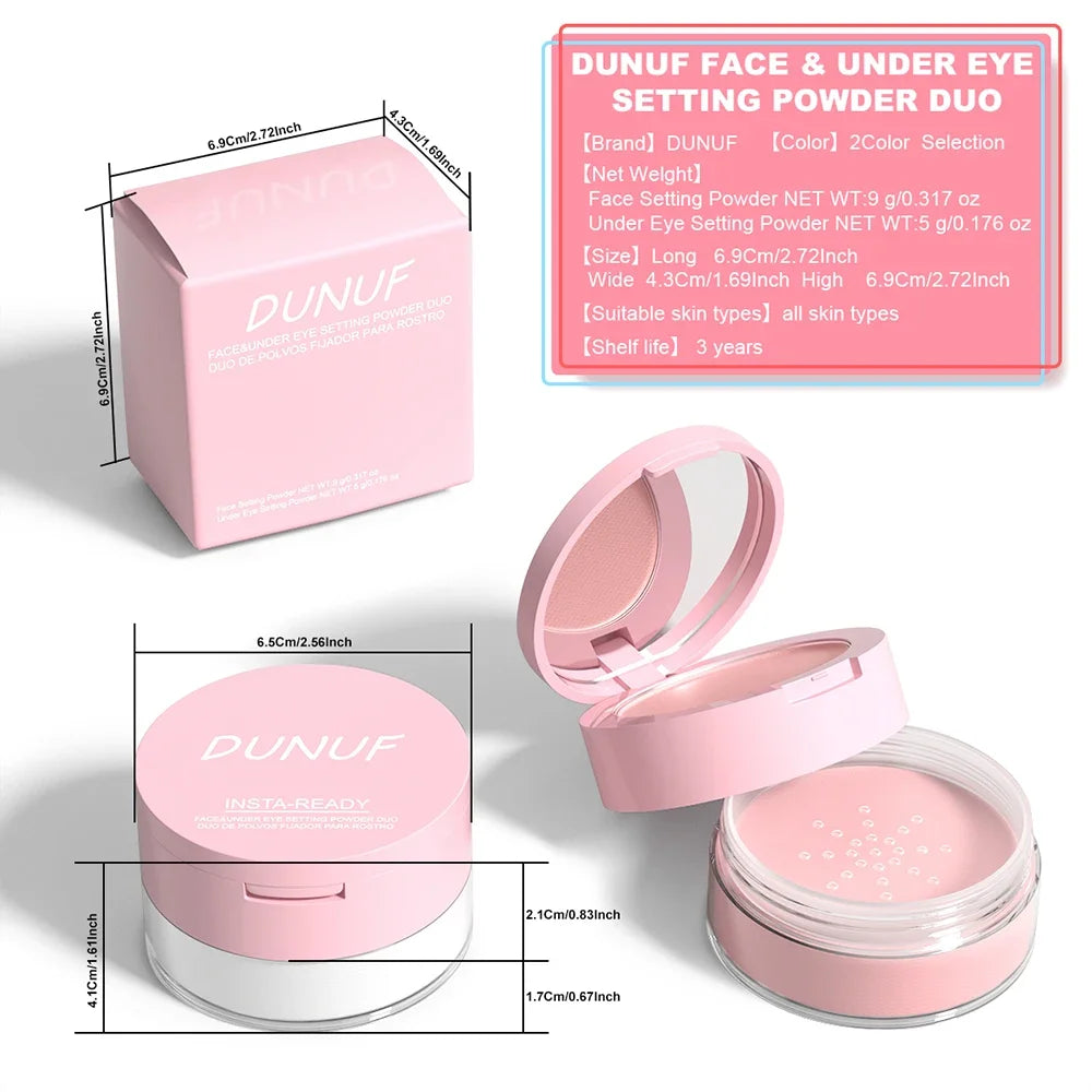 Oil Control Loose Powder Invisible Pores Matte Finish 2In1 Pressed Setting Powder Waterproof Smooth Face Under Eye Long Lasting