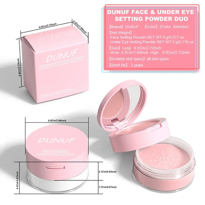 Oil Control Loose Powder Invisible Pores Matte Finish 2In1 Pressed Setting Powder Waterproof Smooth Face Under Eye Long Lasting