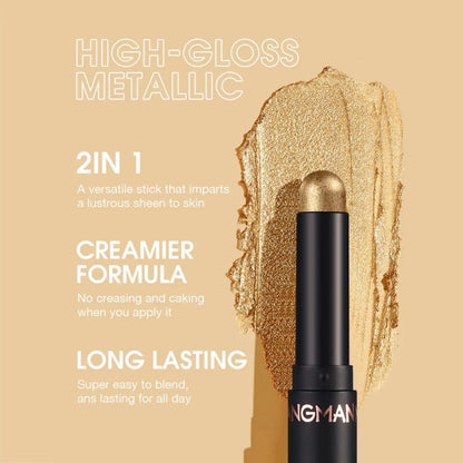 16 Vibrant Metallic Eyeshadow Sticks Waterproof Long Lasting Satin Finish Professional Makeup Pencil Set 8 Colors