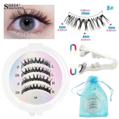3D Natural Look Magnetic Eyelashes Set with Tweezer Makeup Tools Handmade Magnetic False Eyelash No Glue Needed Faux Mink Lashes