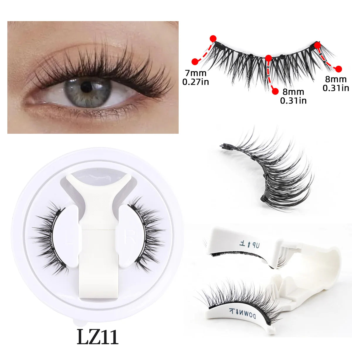 3D Natural Look Magnetic Eyelashes Set with Tweezer Makeup Tools Handmade Magnetic False Eyelash No Glue Needed Faux Mink Lashes