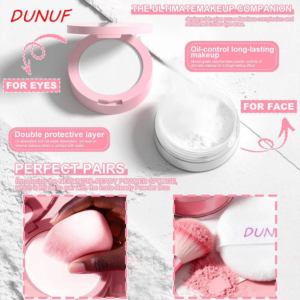 Oil Control Loose Powder Invisible Pores Matte Finish 2In1 Pressed Setting Powder Waterproof Smooth Face Under Eye Long Lasting