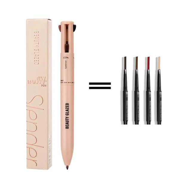 4-in-1 Makeup Pencil - Eyebrow Pencil Eyeliner Lip Liner & Highlighter - Multifunctional Makeup Pencil Portable Beauty Cosmetics Set Suitable for Travel (02#)