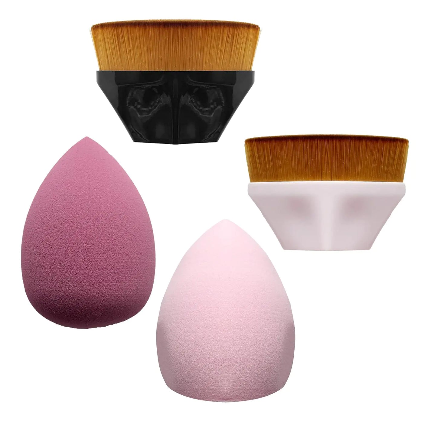 2 Pieces Foundation Brushes 2 Pieces Set of Makeup Sponges Petal Shape Soft Touch Makeup Brushes Suitable for Cream or Mixed Liquid Cosmetics