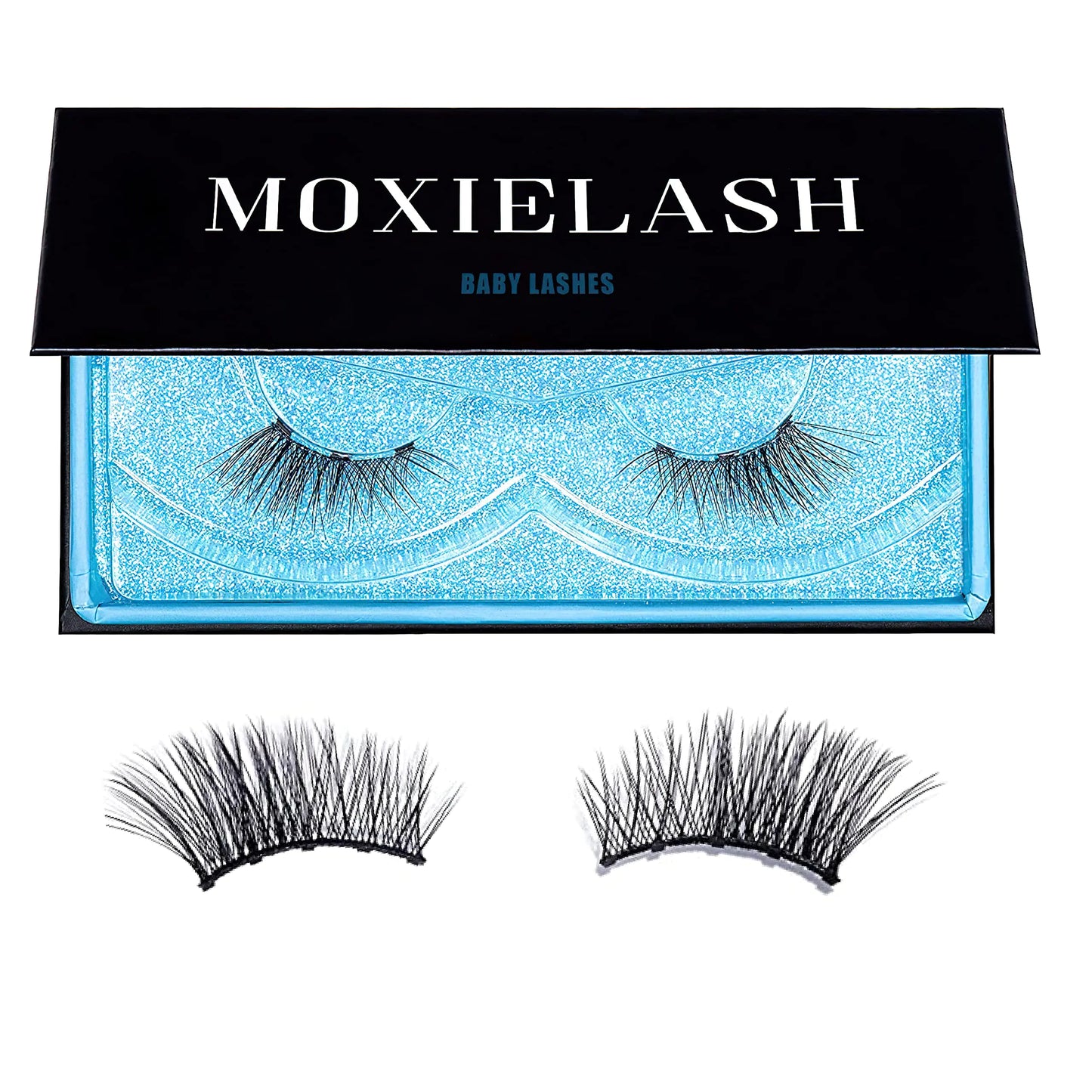 MoxieLash Magnetic Eyelashes - Classy | Reusable Magnetic Lashes No Glue or Alcohol Natural Wispy Look - Add Subtle Volume & Length Professional Faux False Eyelashes - Silk - 1 Pair