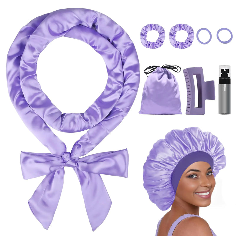 ZILAMPU Satin Heatless Curling Set Heatless Curls Overnight Hair Curler 70" No Heat Curls Hair Curlers to Sleep in Overnight Curls Headband 9 Pcs Hair Curlers No Heat for Women All Hair Types