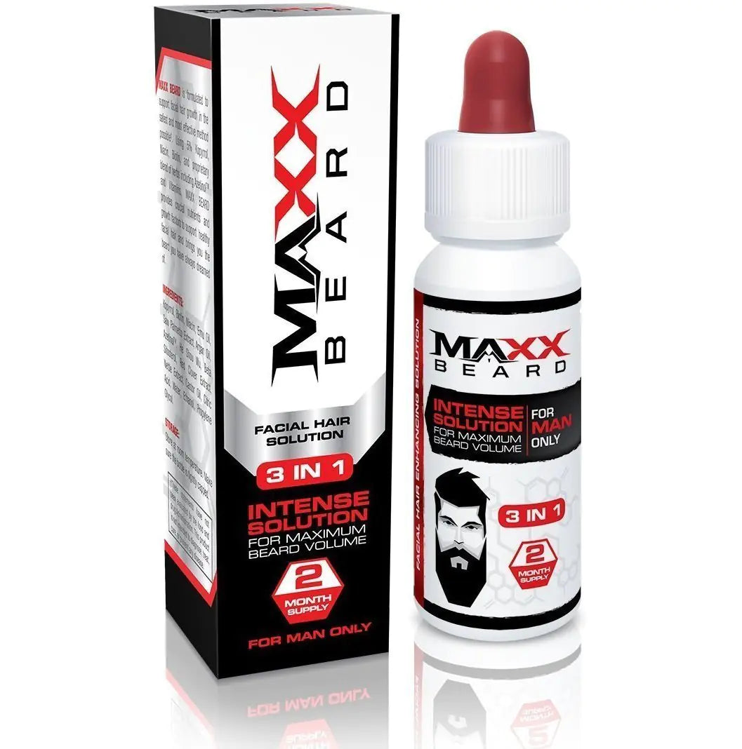 Maxx Beard -#1 Beard Growth Solution Natural Solution for Maximum Beard Volume-2 Month Supply